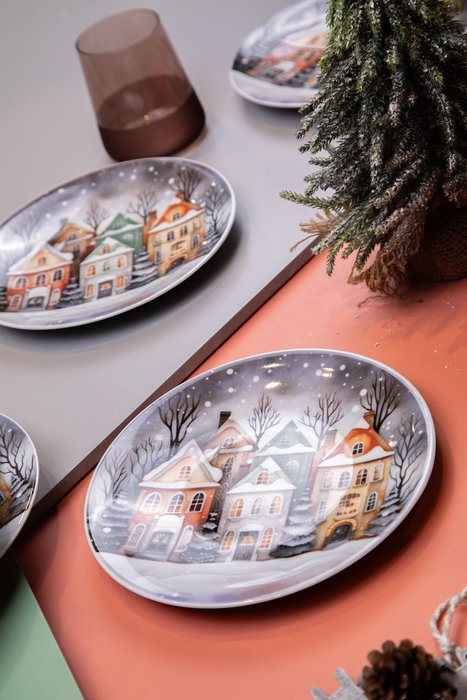 Hermia Juego de Servir Pasteles de Porcelana, 6 Piezas, Multicolor
